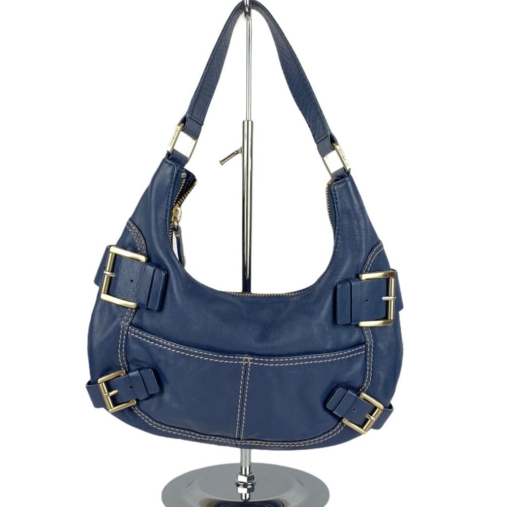 Michael Kors Cobalt Blue Pebbled Leather Hobo Shoulder Bag • EUC